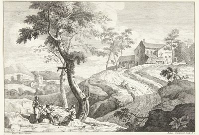Landscape with Flute Players by a Tree (Italian Landscapes) by Giuliano Giampiccoli