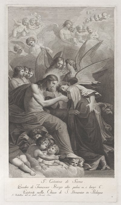 Christ Giving the Sacred Host to the Kneeling Saint Catherine of Siena by Giuliano Traballesi