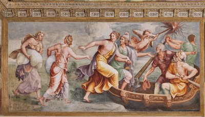 The Abduction of Helen, The Trojan Horse, Chamber of Troy (Sala di Troia) by Giulio (and workshop) Romano