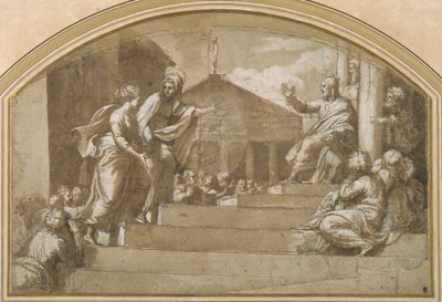 Martha Bringing Mary Magdalene to Christ by Giulio (attr. to) Romano