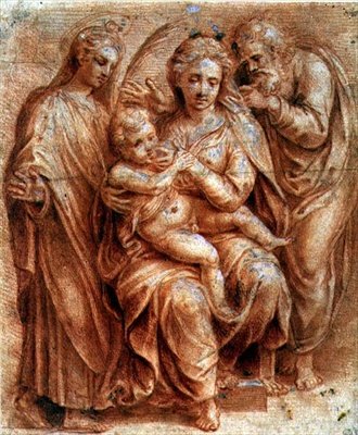 Holy Family with a Virgin Martyr by Giulio (circle of) Romano