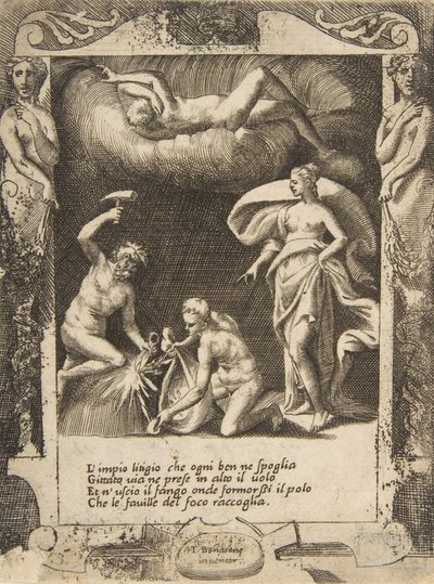 Litigium Removed from the Body of Chaos While His Mother is Thrown into the Air by Giulio Bonasone