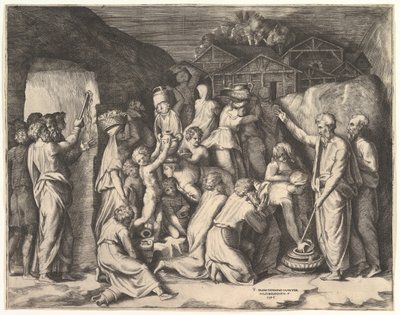 Moses Telling the Israelites to Gather the Manna and Moses Striking the Rock by Giulio Bonasone