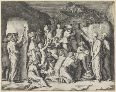 Moses Commands the Israelites to Gather Manna and Moses Strikes Water from the Rock by Giulio Bonasone