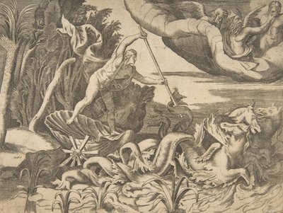 Neptune in His Chariot Being Drawn by Seahorses, from the 