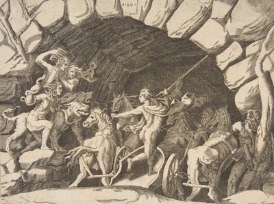 Pluto riding a chariot descending into Hell, from the 