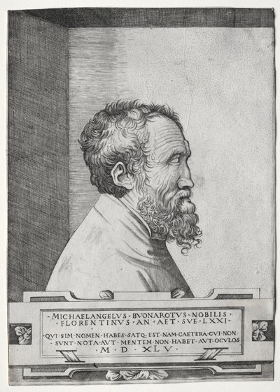 Portrait of Michelangelo in Profile Facing Right by Giulio Bonasone