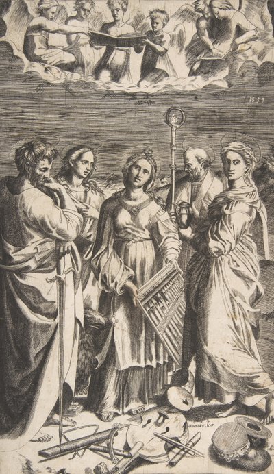 Saint Cecilia Standing in the Centre Accompanied by Saint Paul, the Magdalene, Saint John, 1531 by Giulio Bonasone