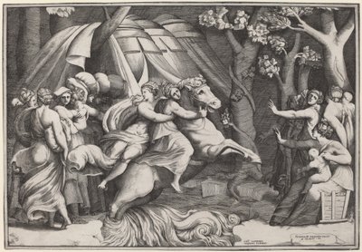 Clelia Crossing the Tiber by Giulio Bonasone after Polidoro da Caravaggio