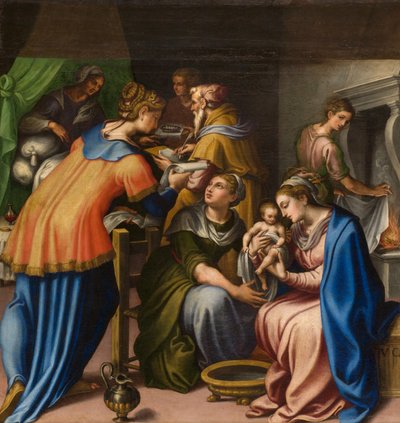 Chapel of Our Lady of the People, First Span North Side, Birth of the Baptist by Giulio Campi