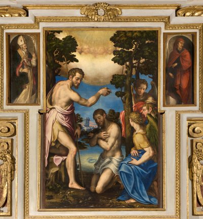 Chapel of Our Lady of the People, First span south side, Giulio Campi, Baptism of Christ 1569, On the sides Sant