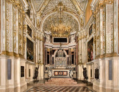 Chapel of the SS Sacramento, Francesco Dattaro Project, Decoration by Giovanni Battista Cambi, Ancona of SS Giulio Campi, Renewal Project Malosso by Giulio Campi