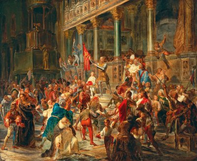 Mustering the soldiers Viva Messer Vittore Pisani! by Giulio Carlini