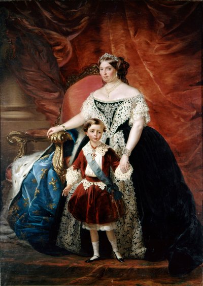 Portrait of Louise Marie de Berry with her son Roberto by Giulio Carlini