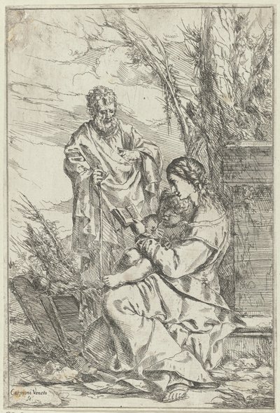 Holy Family with Mary Reading by Giulio Carpioni (I)