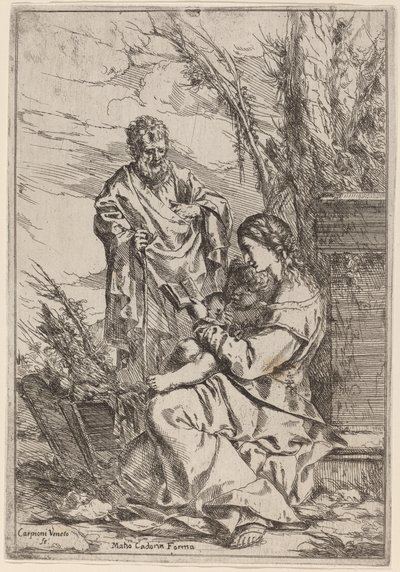 Holy Family with the Virgin Reading by Giulio Carpioni