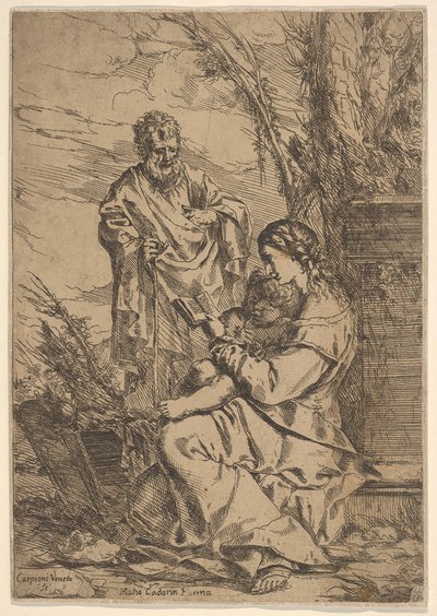 Holy Family with the Virgin Reading by Giulio Carpioni