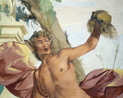 Nymph Corsica chased by Satyr that pulls away her wig by Giulio Carpioni