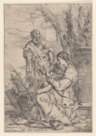 The Holy Family with the Virgin reading a book by Giulio Carpioni