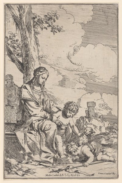 The Holy Family with the infant Saint John kissing Christ