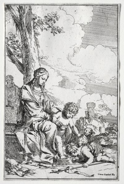 Holy Family with the Infant St. John by Giulio I Carpioni