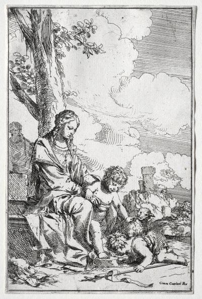 Holy Family with the Infant St. John by Giulio I Carpioni