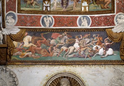 Camera delle Aquile, frieze depicting the battle between the Greeks and the Amazons: (detail) by Giulio Romano