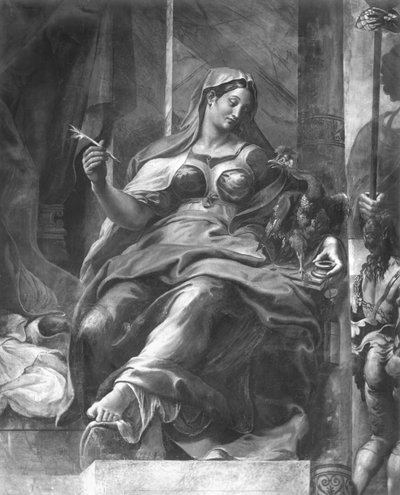 Eternity, One of Two Allegorical Figures Surrounding St. Peter, Raphael Rooms (detail) by Giulio Romano