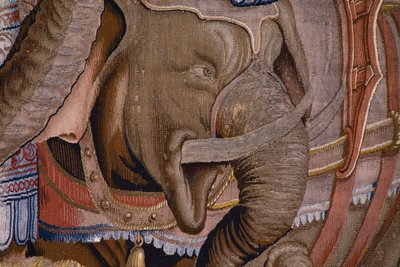 Flemish tapestry. Series The Acts of Scipio: The battle at Zama. Cartoonist Giulio Romano. Atelier of Balthasar van Vlierden (?), Brussels. 1523-1532. (detail) by Giulio Romano