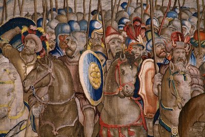 Flemish tapestry. Series The Acts of Scipio: The battle at Zama. Cartoonist Giulio Romano. Atelier of Balthasar van Vlierden (?), Brussels. 1523-1532. (detail) by Giulio Romano