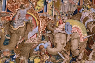 Flemish tapestry. Series The Acts of Scipio: The battle at Zama. Cartoonist Giulio Romano. Atelier of Balthasar van Vlierden (?), Brussels. 1523-1532. (detail) by Giulio Romano