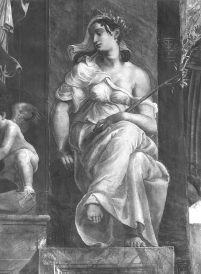 Peace Seated Next to Pope Damasus I (c.304-384) Raphael Rooms (detail) by Giulio Romano