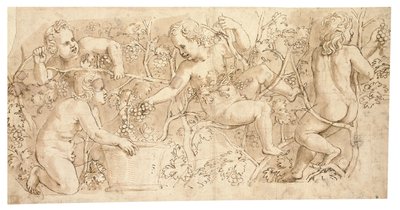Putti Picking Grapes: Design for a Frieze by Giulio Romano