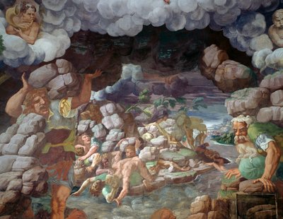 Rebel Giants Being Hit by Fall of Mountain by Giulio Romano
