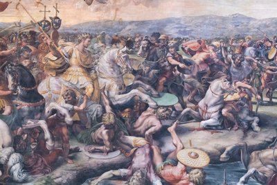 The Battle at the Milvian Bridge (detail) by Giulio Romano