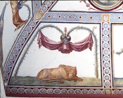 Camera con Fregio di Amorini, Sleeping Lion (detail) by Giulio Romano