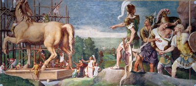 The Construction of the Wooden Horse of Troy by Giulio Romano