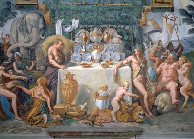 The noble banquet celebrating the marriage of Cupid and Psyche, (detail) by Giulio Romano