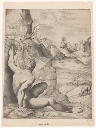 John the Baptist in the Wilderness Agnus Dei by Giulio Sanuto