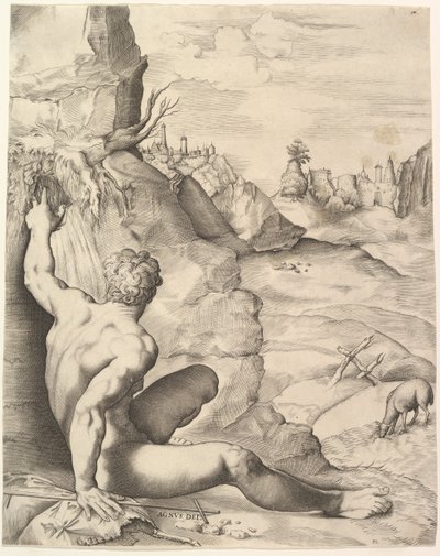 John the Baptist in the Wilderness, ca. 1545-1555 by Giulio Sanuto