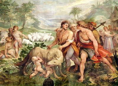 Romulus suckled by the she-wolf, from the Sala dei Horatii e Curacii by Giuseppe Cesari