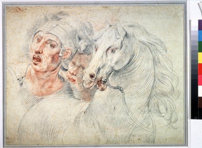 Study of a horse and two soldiers by Giuseppe Cesari