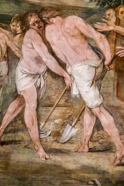 Romulus Plows the Boundary Line Around the Future City of Rome (detail) by Giuseppe Cesari