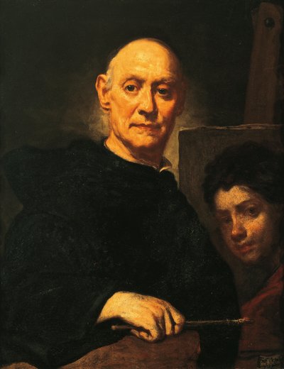 Self Portrait in the Act of Painting by Giuseppe  Ghislandi