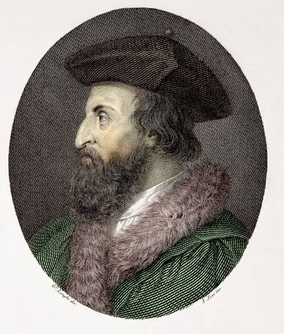 Portrait of the Italian Doctor, Poet and Humanist Girolamo Fracastoro (Hieronymus Fracastorius or Jerome Fracastor) (1478/83-1553) Engraving by Giuseppe (after) Longhi