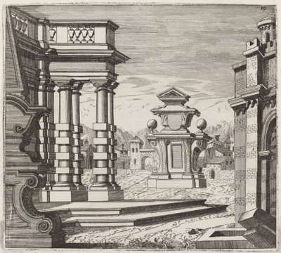 Architectural Fantasy with Portals and Monuments by Giuseppe Antonio Landi