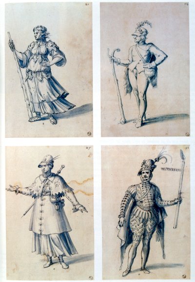 Costume Designs for Allegorical Characters, 16th Century by Giuseppe Arcimboldi