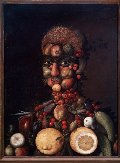 Human figure made of fruits and vegetables by Giuseppe Arcimboldo
