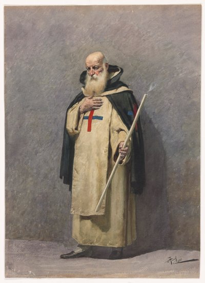 An Elderly Priest Standing by Giuseppe Aureli