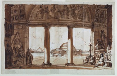Sepulchral Chapel Seen through a Colonnade by Giuseppe Barberi